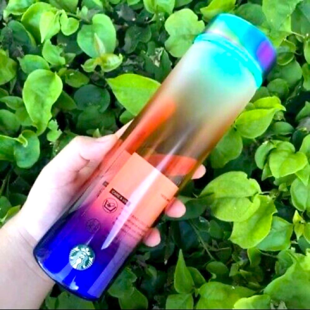 Starbucks Summer 2020 Blue Coral Ombre Glass Water Bottle - 18oz